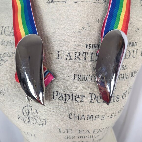 Vintage Gay Boyer Belt Buckle Silver Small Medium Rainbow